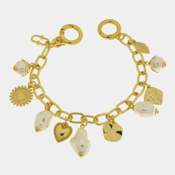 Accessorio borsa in Metallo catena con charms perle e cuori — collezione acqua alta