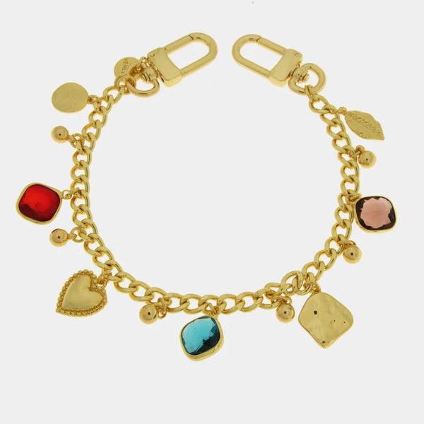 Accessorio borsa in Metallo catena con cristalli colorati e cuore — collezione acqua alta