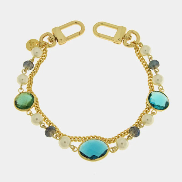 Accessorio borsa in Metallo doppia catena con perle e cristalli — collezione acqua alta