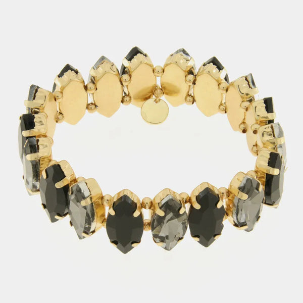 Bracciale in Metallo con cristalli nelle sfumature del nero — collezione burano