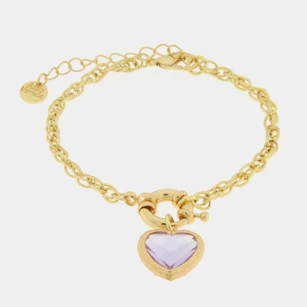 Bracciale in Metallo con cuore lilla — collezione burano