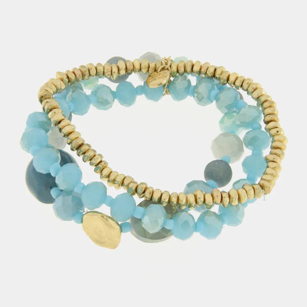 Bracciale in Metallo multifilo con cristalli e pietre azzurre — collezione burano