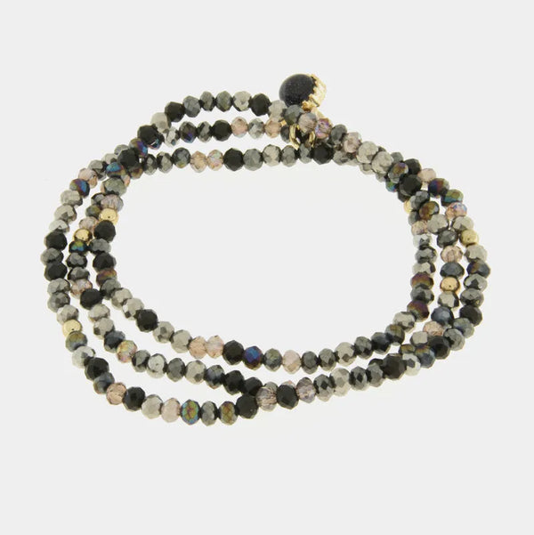 Bracciale in Metallo multifilo di perline scure multicolore — collezione burano