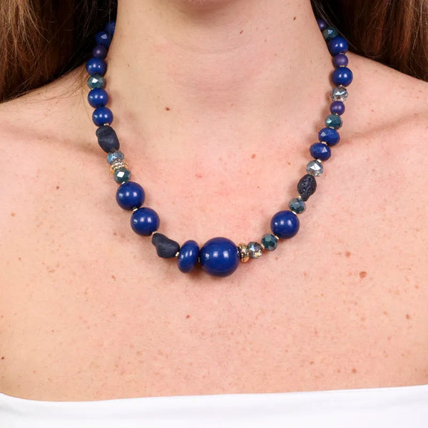 Collana in Metallo con pietre blu — collezione burano