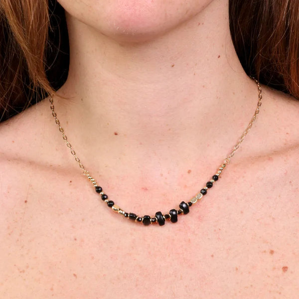 Collana in Metallo con pietre nere rettangolari — collezione burano