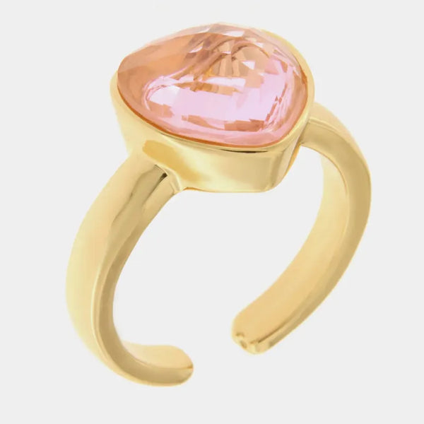 Anello in Metallo con cristallo rosa a forma di cuore — collezione CANAL GRANDE