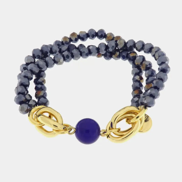 Bracciale in Metallo multifilo con pietre blu — collezione CANAL GRANDE