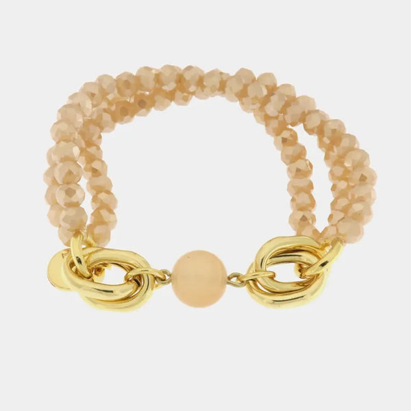 Bracciale in Metallo multifilo con pietre rosa cipria — collezione CANAL GRANDE