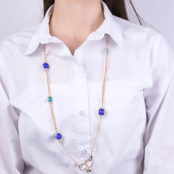 Collana in Metallo con cristalli blu — collezione CANAL GRANDE