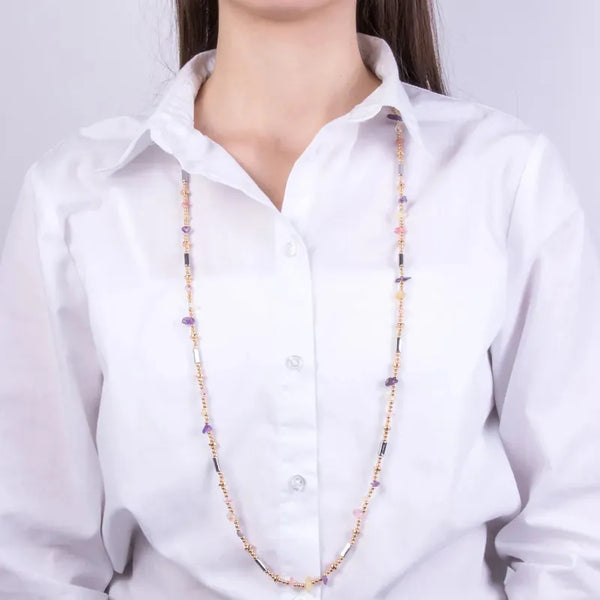 Collana in Metallo con cristalli e pietre viola — collezione CANAL GRANDE