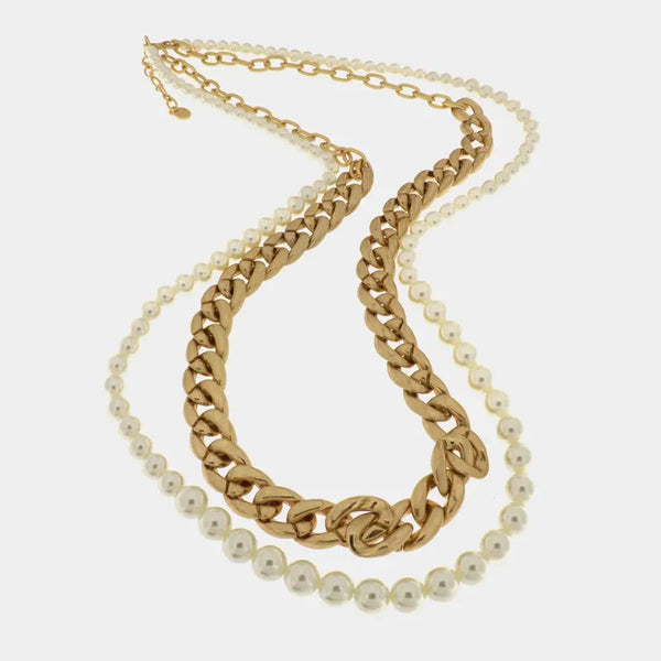 Collana in Metallo multifilo con perle e groumette — collezione CANAL GRANDE