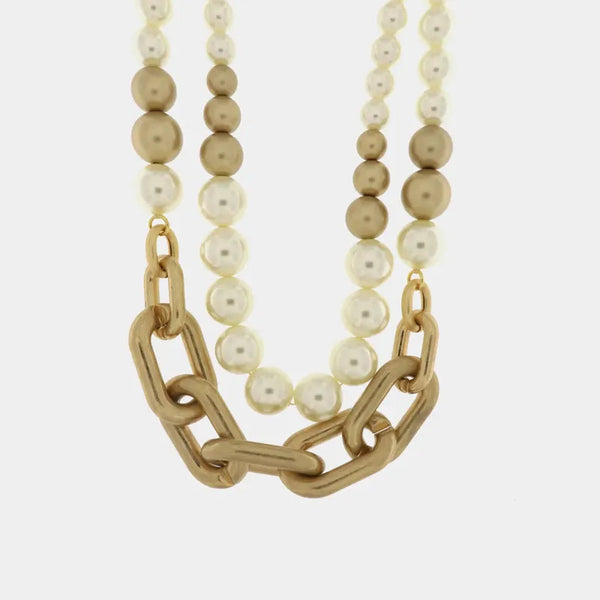 Collana in Metallo multifilo con perle e groumette resina e metallo — collezione CANAL GRANDE