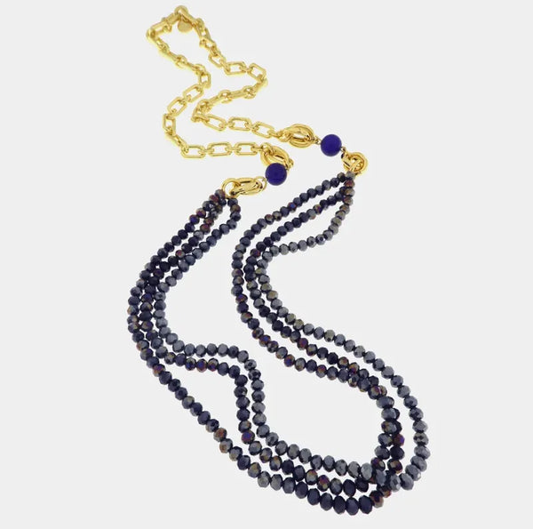 Collana in Metallo multifilo con pietre blu e catene — collezione CANAL GRANDE