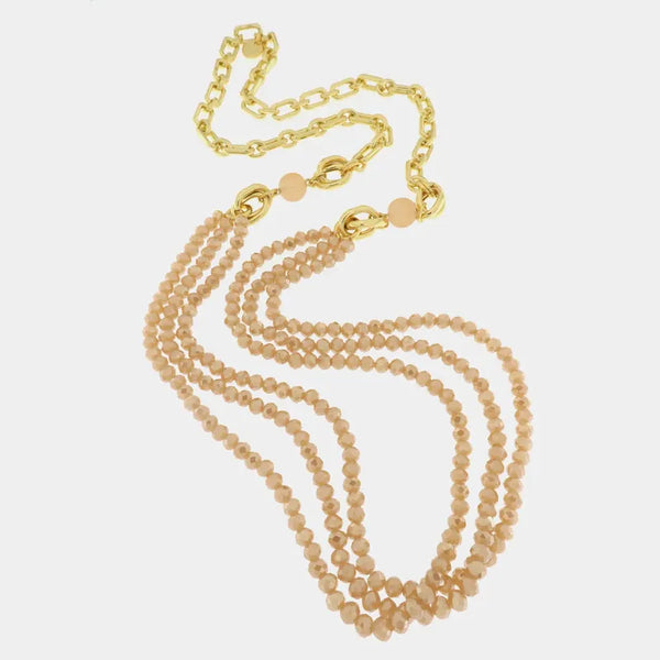 Collana in Metallo multifilo con pietre rosa cipria — collezione CANAL GRANDE