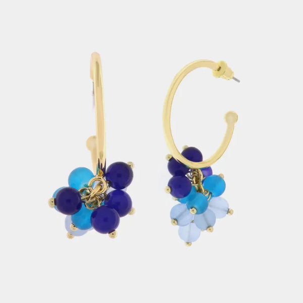 Orecchini in Metallo a cerchio con pietre colorate blu — collezione CANAL GRANDE