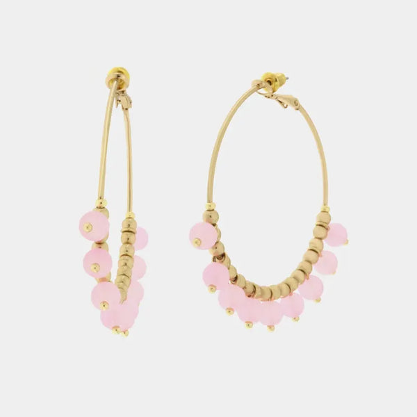 Orecchini in Metallo a cerchio con pietre rosa — collezione CANAL GRANDE