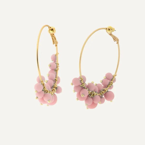 Orecchini in Metallo a cerchio con pietre rosa — collezione CANAL GRANDE