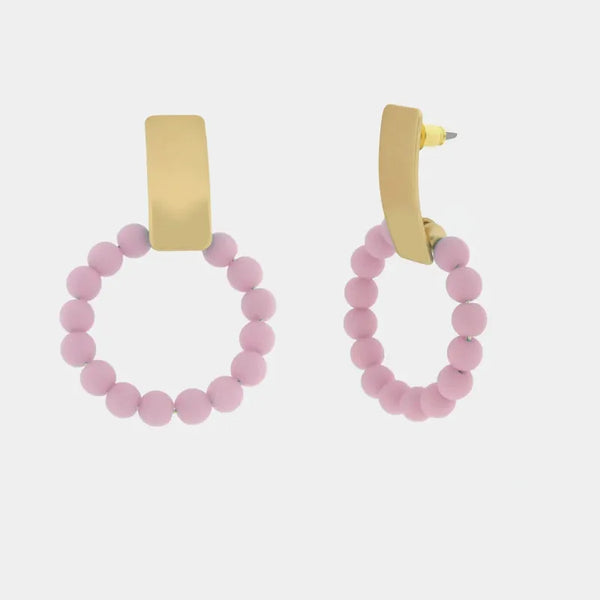 Orecchini in Metallo a cerchio con pietre rosa — collezione CANAL GRANDE