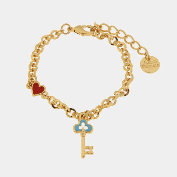 Bracciale in Metallo con chiave pendente in smalto blu — collezione cannareggio