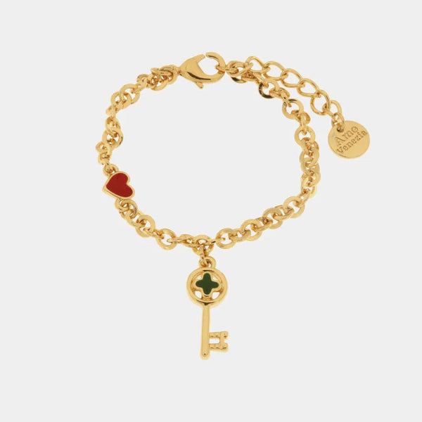 Bracciale in Metallo con chiave pendente in smalto verde — collezione cannareggio