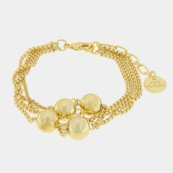 Bracciale in Metallo multifilo con perle lucide — collezione doge