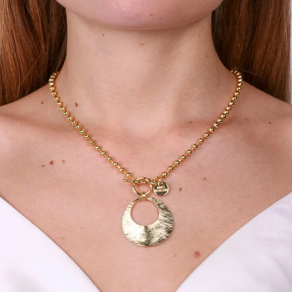 Collana in Metallo con chiusra t-bar e cerchio pendente — collezione doge