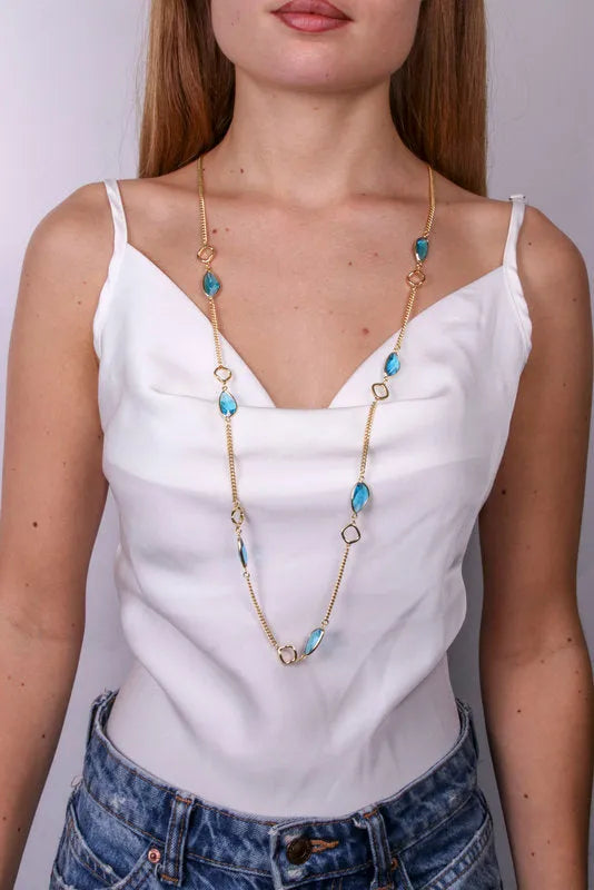 Collana in Metallo con cristalli azzurri — collezione doge