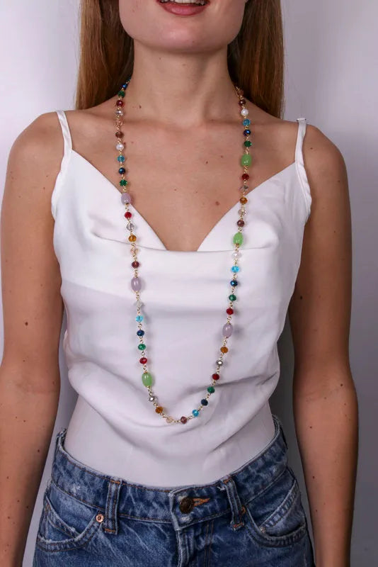 Collana in Metallo con cristalli multicolor — collezione doge