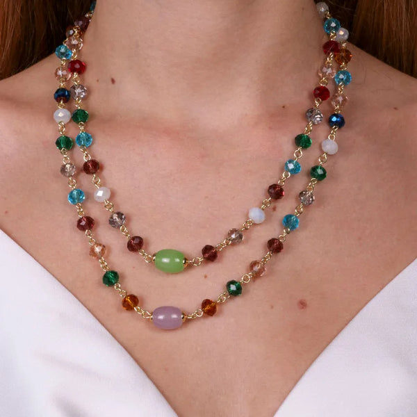 Collana in Metallo con pietre multicolor — collezione doge