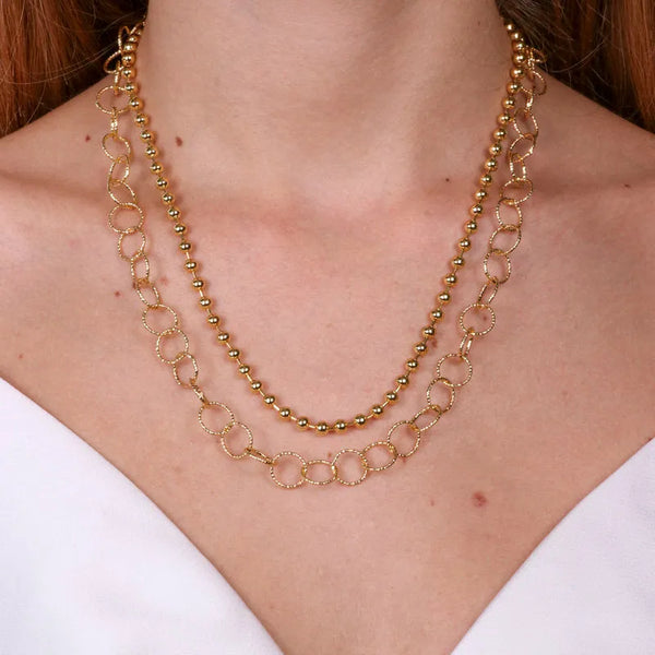 Collana in Metallo doppiofilo con cerchi e perline — collezione doge