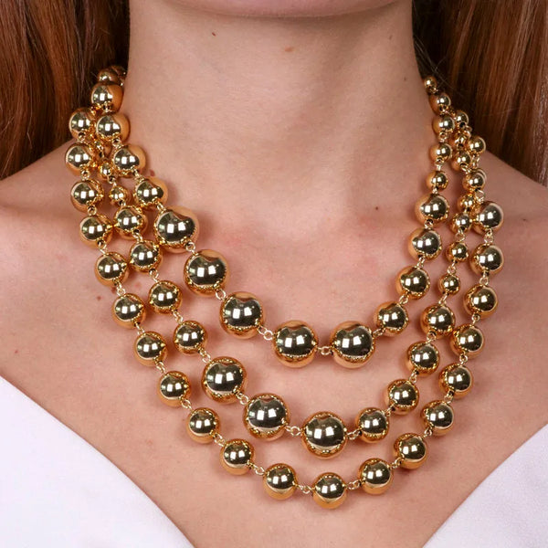 Collana in Metallo mutifilo di perle lucide — collezione doge