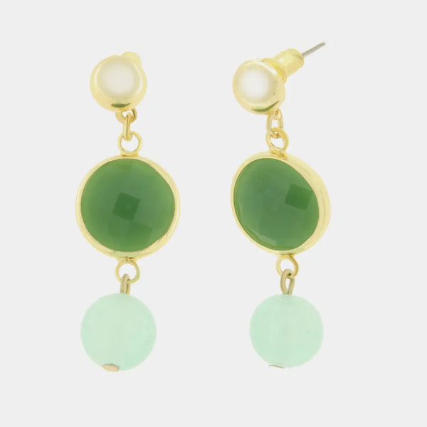 Orecchini in Metallo con cristallo e perlina verde — collezione doge