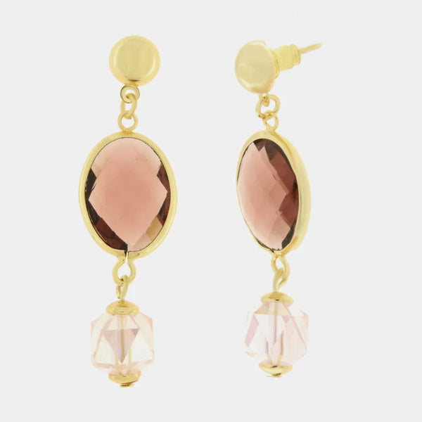 Orecchini in Metallo con cristallo rosa — collezione doge