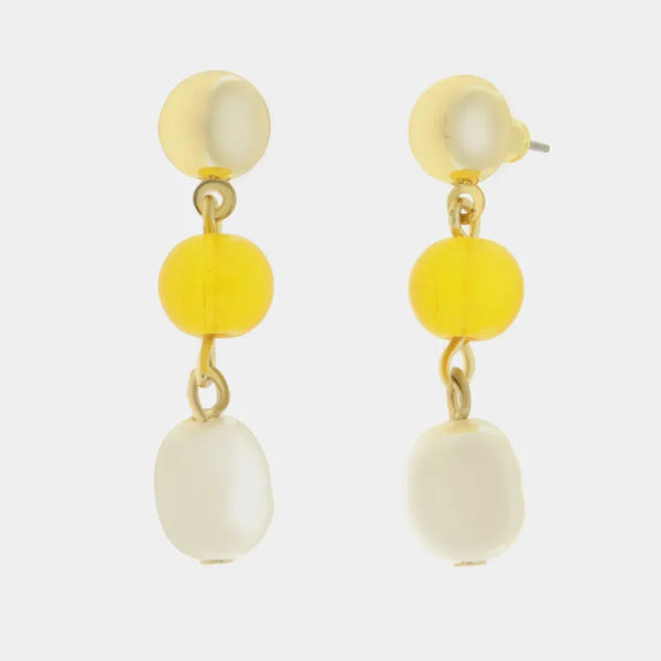 Orecchini in Metallo con perla bianca e gialla — collezione doge