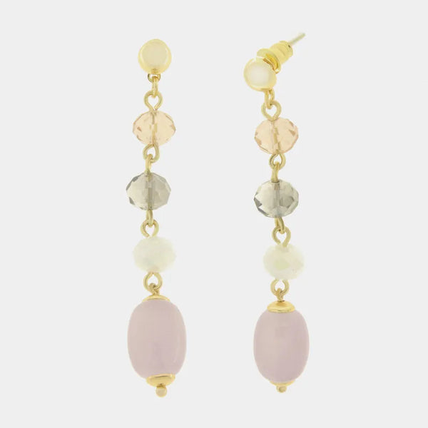 Orecchini in Metallo con perla pendente e perline — collezione doge