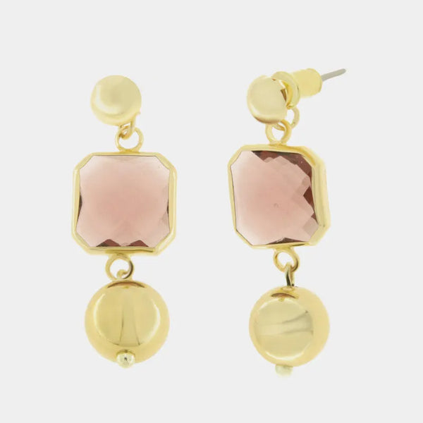 Orecchini in Metallo con pietre marroni e perle lucide — collezione doge