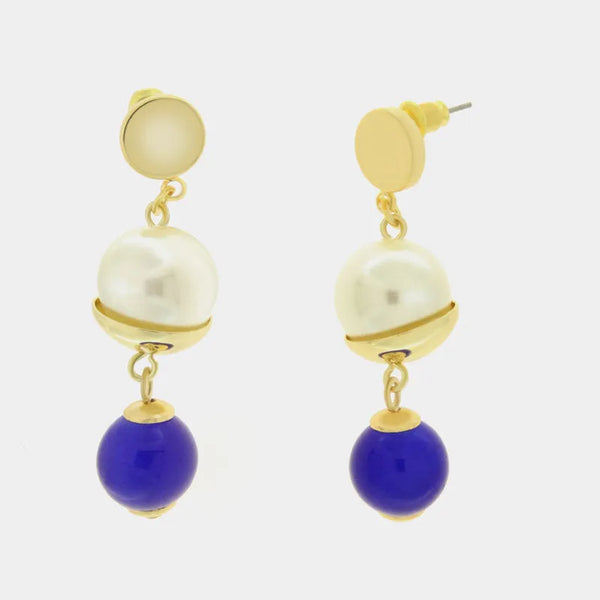 Orecchini in Metallo con prla bianca e blu — collezione doge