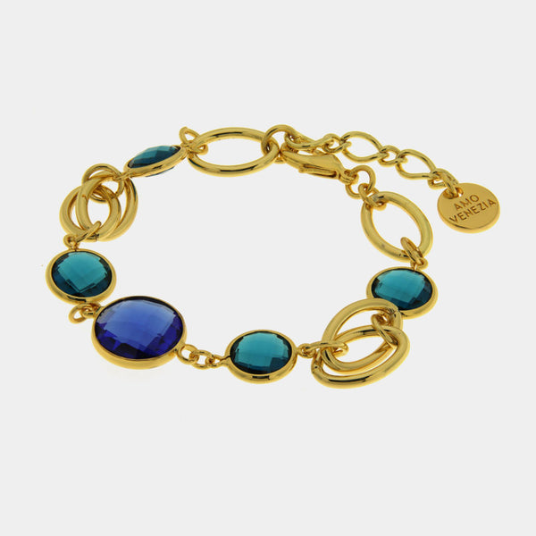Bracciale in Metallo cristalli blu — collezione dolce laguna