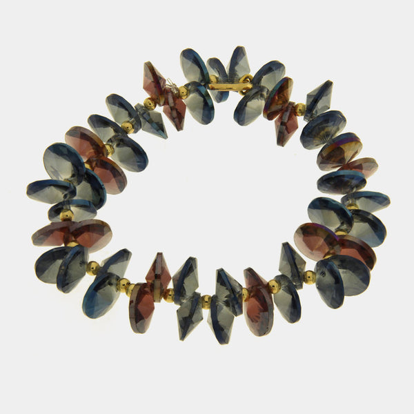 Bracciale in Metallo cristalli blu e marroni — collezione dolce laguna