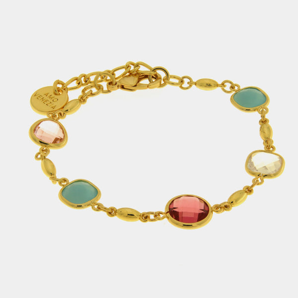Bracciale in Metallo cristalli colorati — collezione dolce laguna