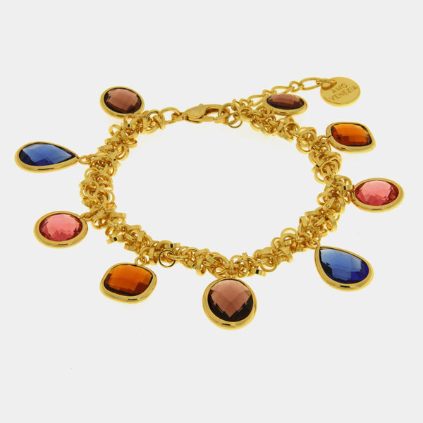 Bracciale in Metallo cristalli colorati pendenti — collezione dolce laguna