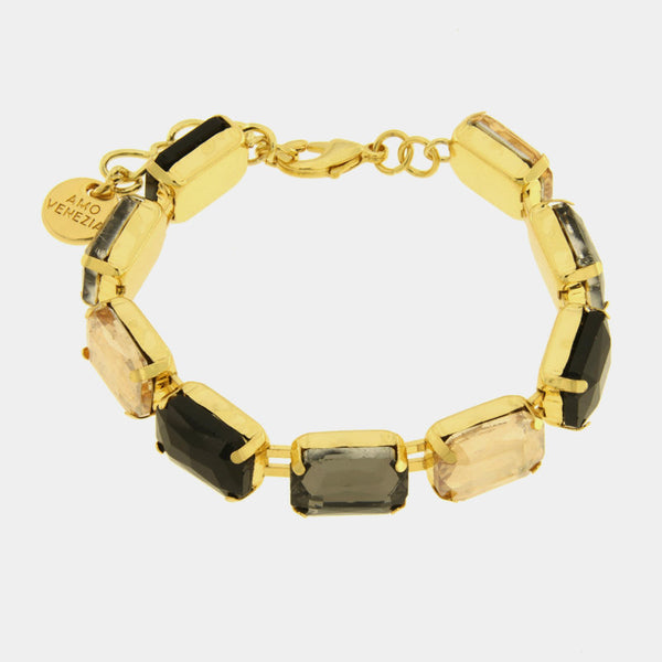 Bracciale in Metallo cristalli neri e perle — collezione dolce laguna