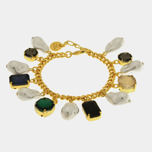 Bracciale in Metallo cristallli e perle — collezione dolce laguna
