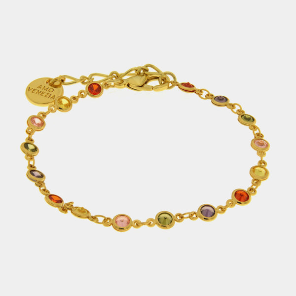 Bracciale in Metallo giro di cristalli colorati — collezione dolce laguna