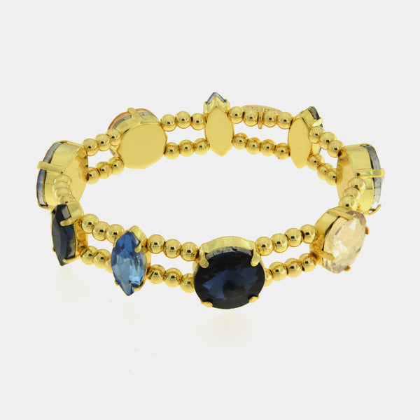 Bracciale in Metallo multifilo con cristalli blu — collezione dolce laguna