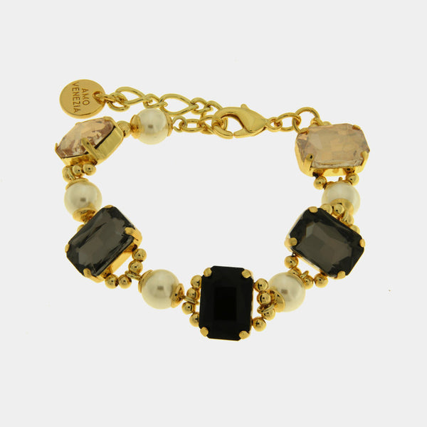 Bracciale in Metallo perle e cristalli — collezione dolce laguna