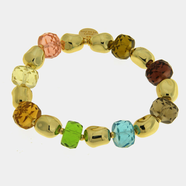 Bracciale in Metallo perle e cristalli colorati — collezione dolce laguna