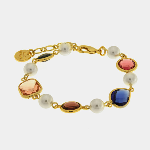 Bracciale in Metallo perle e cristalli colorati — collezione dolce laguna