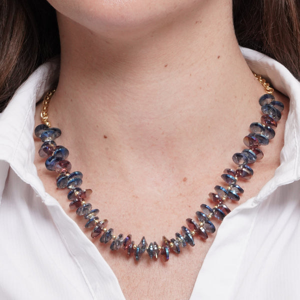Collana in Metallo cristalli blu — collezione dolce laguna