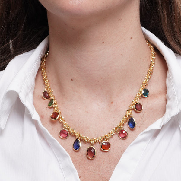 Collana in Metallo cristalli colorati — collezione dolce laguna